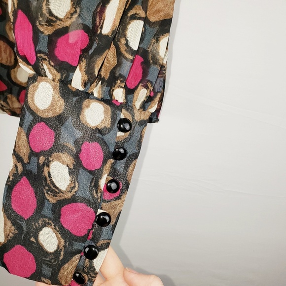 Poema Sheer Ruffle Top Blouse Size Large - Picture 5 of 7